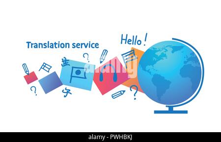 world translate language tanslation service concept horizontal sketch doodle vector illustration Stock Vector