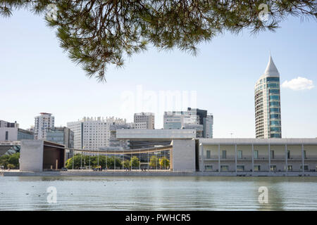 Modern Parque da Nacoes district with aquarium in Lisbon, Portugal Stock Photo