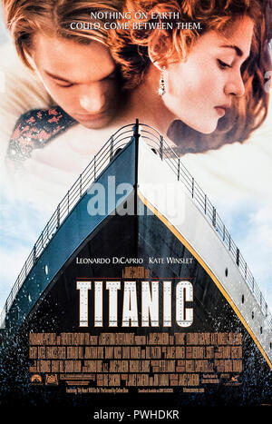 Titanic (1997) directed by James Cameron and starring Leonardo DiCaprio, Kate Winslet, Billy Zane and Bill Paxton. Phenomenally successful romance set on board the ill-fated Titanic on its maiden voyage. Stock Photo