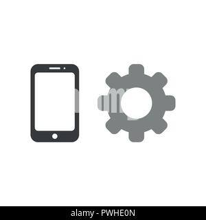 Vector illustration icon concept of smartphone with gear. Stock Vector
