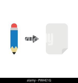 Vector illustration icon concept of pencil with blank paper. Stock Vector