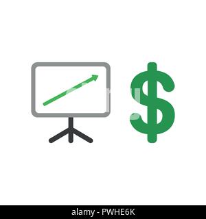 Vector illustration icon concept of sales chart arrow moving up with dollar symbol. Stock Vector