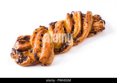 Homemade braid chocolate isolated on white background Stock Photo