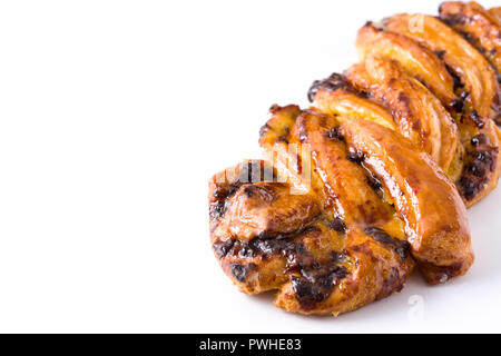 Homemade braid chocolate isolated on white background Stock Photo