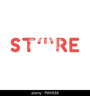 Vector illustration icon concept of store word with shop store awning. Stock Vector