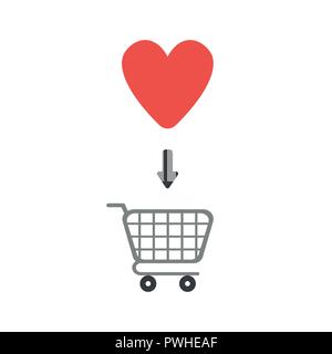 Vector illustration icon concept of heart inside shopping cart. Stock Vector