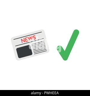 Vector illustration icon concept of newspaper with check mark. Stock Vector