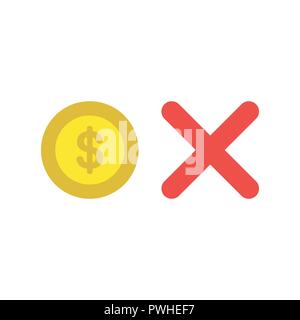 Vector illustration icon concept of dollar coin with x mark. Stock Vector