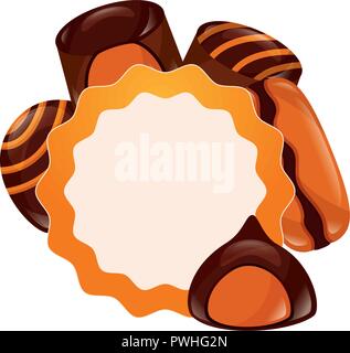 sweet candies label macaron bonbon stuffed vector illustration Stock Vector