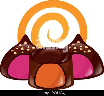 sweet candies chocolate chips bonbon vector illustration Stock Vector