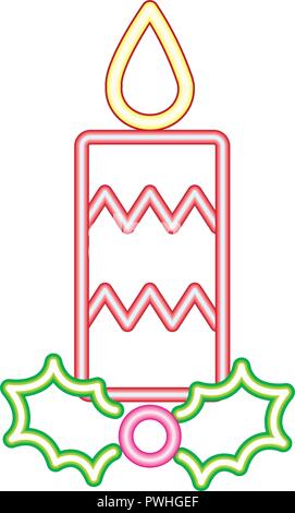 neon candle decoration merry christmas vector illustration Stock Vector