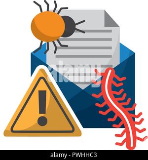 data protection email message virus bug worm alert vector illustration Stock Vector