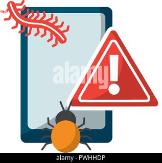 smartphone alert virus worm problem data vector illustration Stock Vector