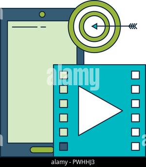 business smartphone target video player vector illustration Stock Vector