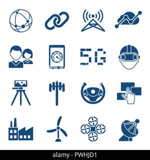 Digital vector mobile technology simple icons set collection flat style Stock Vector