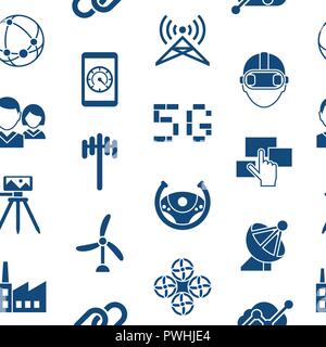 Digital vector mobile technology simple icons set collection flat style, seamless pattern Stock Vector