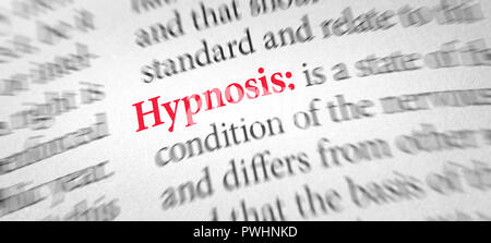 Definition of the word Hypnosis in a dictionary Stock Photo
