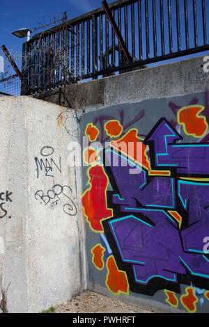 Graffiti on North Woolwich pier, London Stock Photo