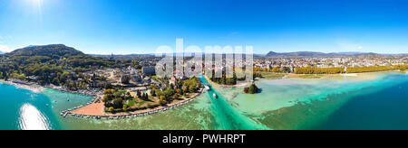 Aerial view of Annecy lake waterfront in France Stock Photo