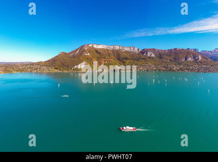 Aerial view of Annecy lake waterfront in France Stock Photo