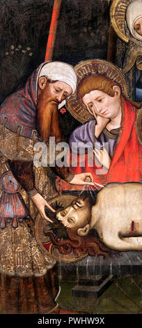 Mourning over the Dead Christ by Joan Mates ( c.1370-1431), egg tempera and gilt on wood, c.1410-20 Stock Photo