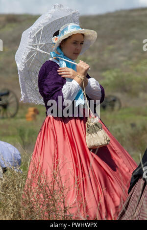 Young lady dressed in a Civil War era 1860s dress Stock Photo