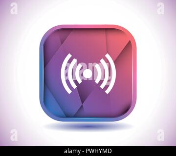 RFID symbols on purple square button Stock Vector