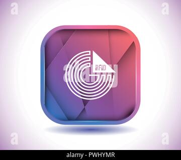 RFID symbols on purple square button Stock Vector