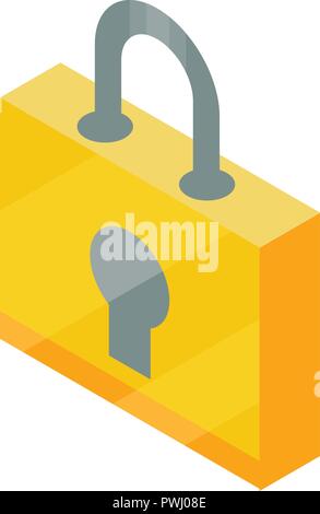 Yellow padlock icon, isometric style Stock Vector