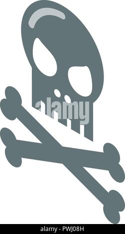 Skull and bones icon, isometric style Stock Vector