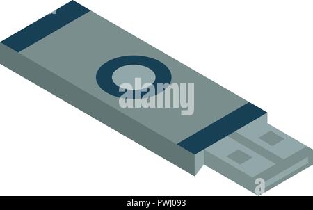 Usb flash memory icon, isometric style Stock Vector