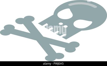 Skull bone icon, isometric style Stock Vector