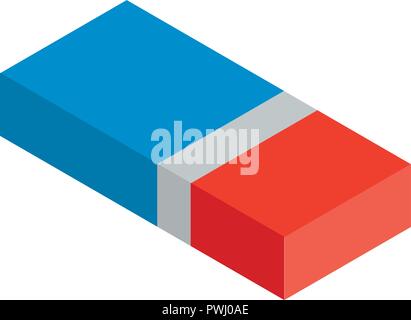Blue red eraser icon, isometric style Stock Vector