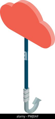 Red cloud phishing icon, isometric style Stock Vector