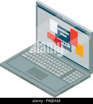 Chat laptop icon, isometric style Stock Vector