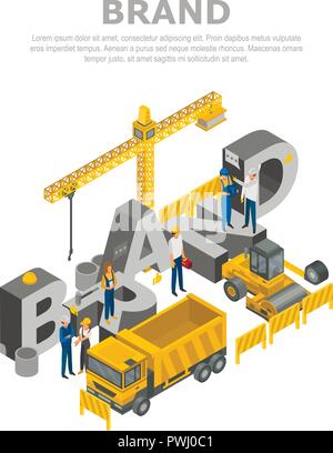 Construction brand concept background, isometric style Stock Vector
