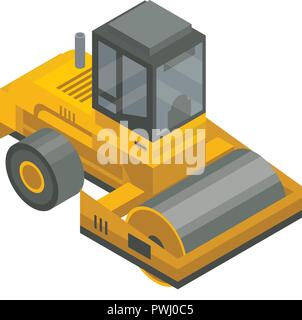 Road roller vehicle icon, isometric style Stock Vector