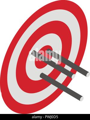 Red arrow target icon, isometric style Stock Vector