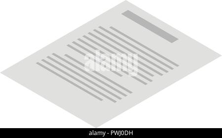 Work paper icon, isometric style Stock Vector