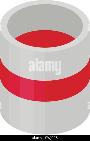 Red paint bucket icon, isometric style Stock Vector