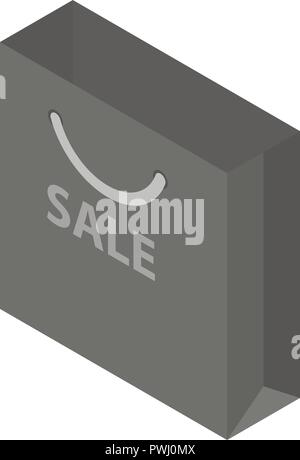 Black sale bag icon, isometric style Stock Vector
