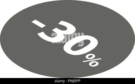 Minus 30 percent sale black icon, isometric style Stock Vector