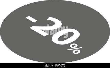 Minus 20 percent sale black icon, isometric style Stock Vector