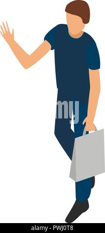 Man with shop bag icon, isometric style Stock Vector
