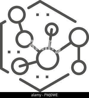 New molecule icon, outline style Stock Vector
