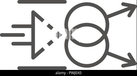Atom distortion icon, outline style Stock Vector