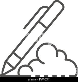 Writing pen icon, outline style Stock Vector