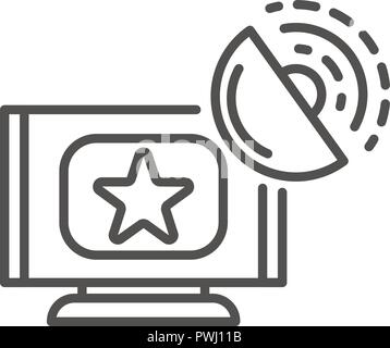 Satellite smart tv icon, outline style Stock Vector