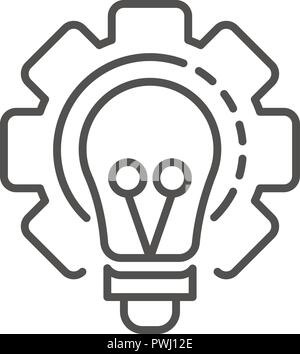 Bulb cog wheel icon, outline style Stock Vector