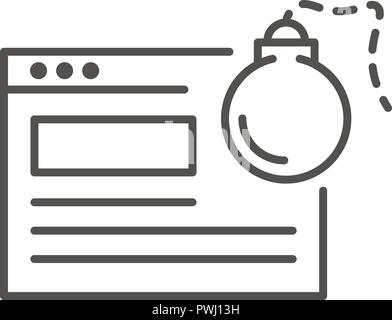 Computer virus bomb icon, outline style Stock Vector
